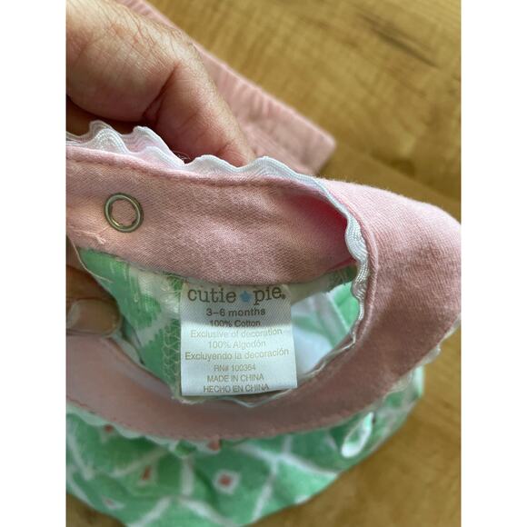 Cutie Pie 2 piece sleeveless top & bloomers lightweight flamingo Size 3-6 m - Picture 4 of 5